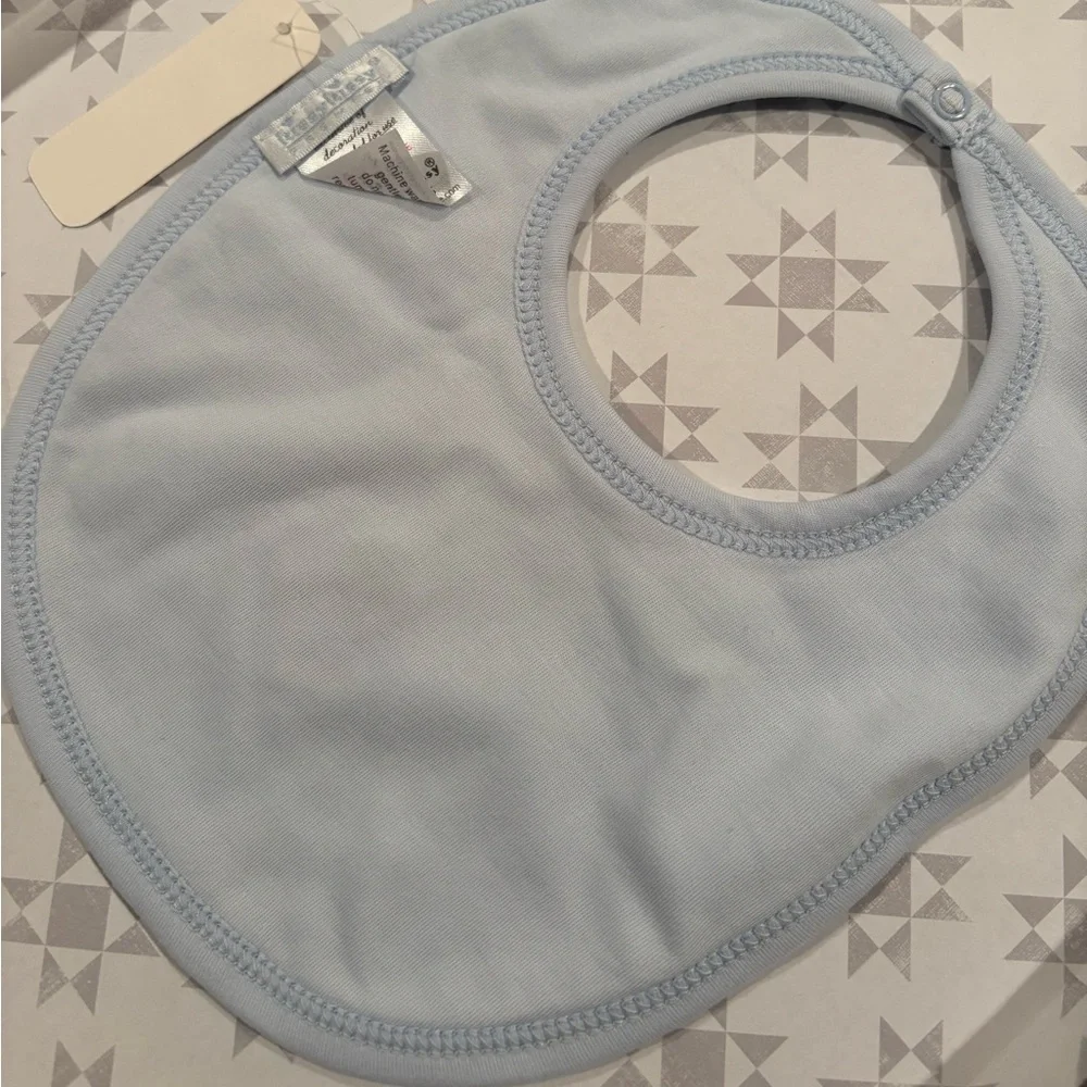 NWOT Kissy Kissy Premier Hand Embroidered Bib with Teddy Bear